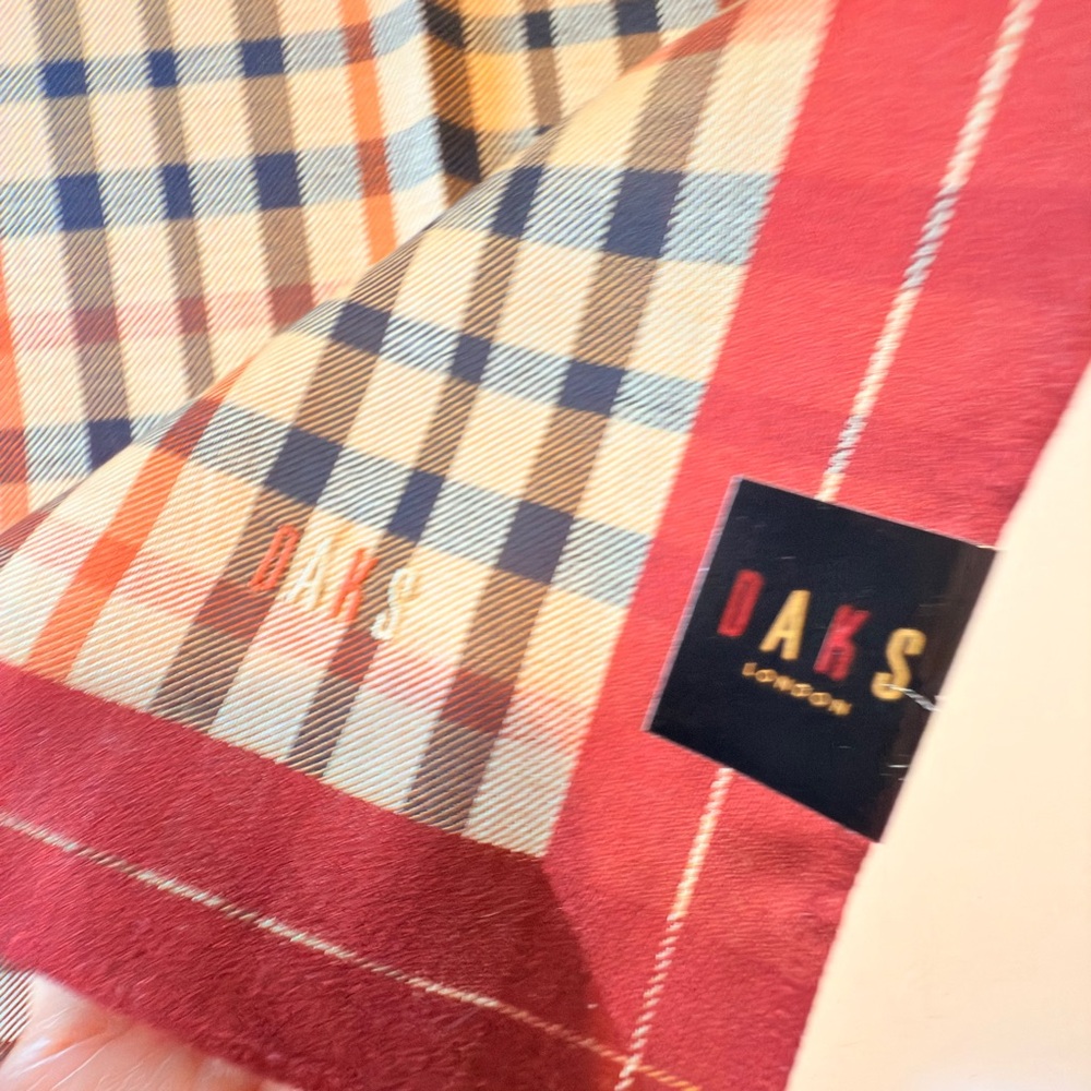 DAKS London Plaid Scarf Handkerchief 21/20 inches Cotton Design Japan